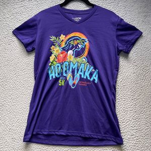 Hawaii 5K Race Shirt Womens Medium Purple Hoomaka V Neck Active Athletic